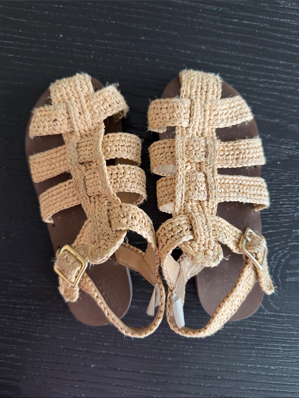 Janie and Jack Beige Woven Strap Kids Sandals